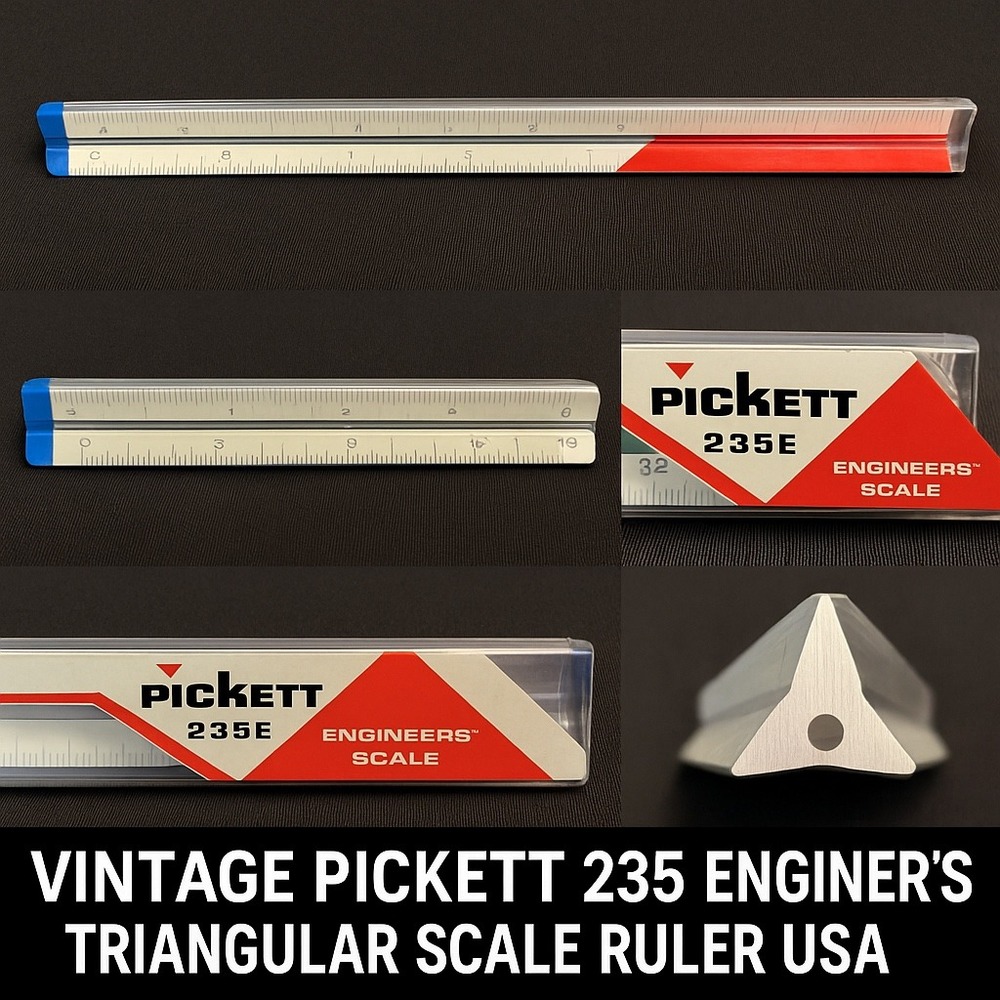 Vintage Pickett 235E Engineer's Triangular Drafting Scale Ruler USA
